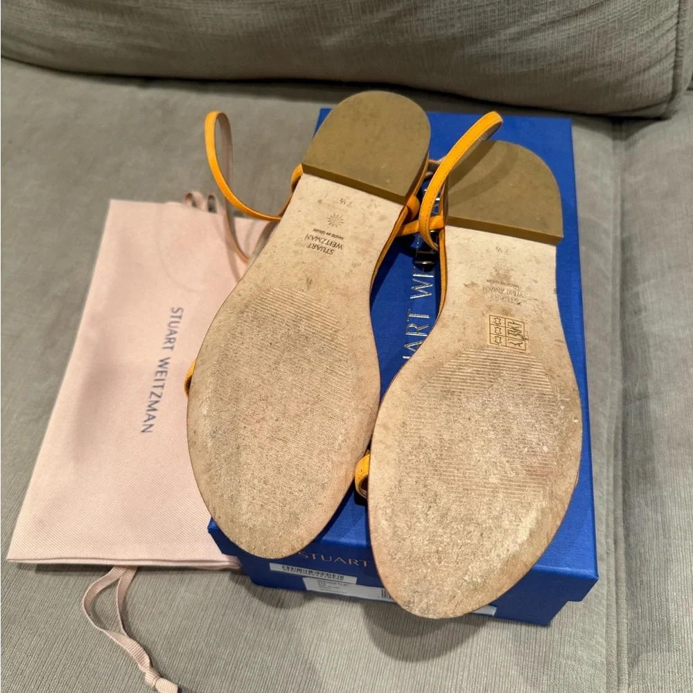 Stuart Weitzman Merinda Suede Sandals with Ankle Wrap - Picture 5 of 9